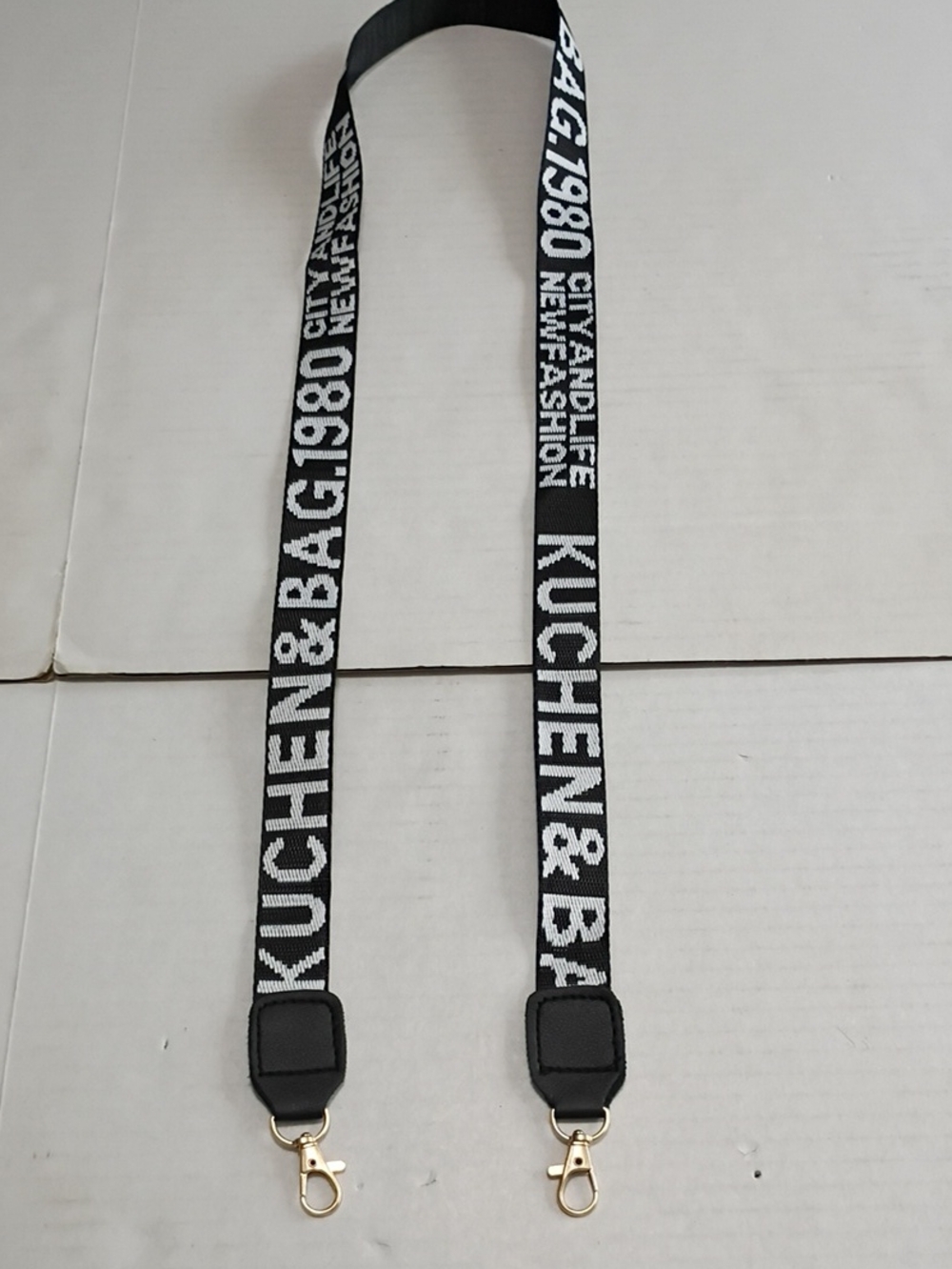 Kuchen & Bag 1980 Replacement Black Canvas Crossbody Strap with White Logo